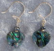 Paua Shell heart and Gold earrings