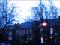 Street in evening, and streetlights.