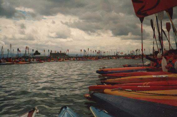 A canoeists eye view of the raft.