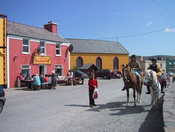 Summer in the village. Pony and horse riding is popular in the area.