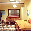 The roomy new dining room. 