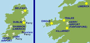 Map of Ireland and Southwest