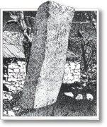 Line drawing of Owenea Standing Stone by Brian Fleury