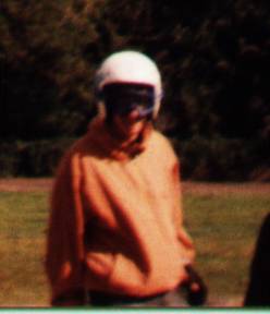 Niall with his helmet and goggles on.