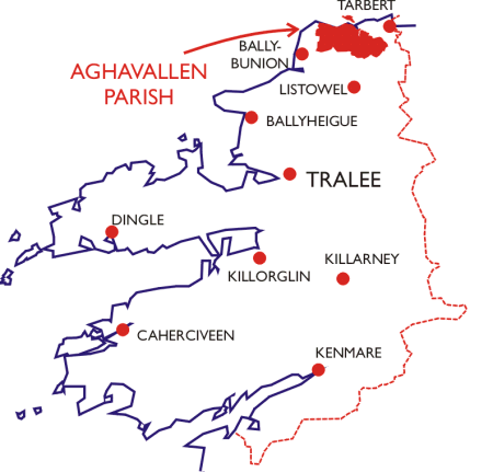 Location of Aghavallen in County Kerry