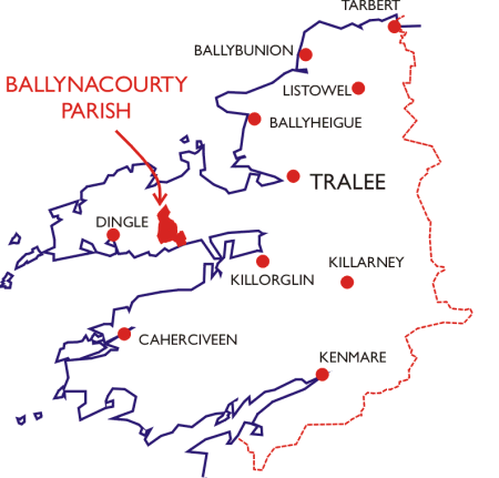 Location of Ballynacourty in County Kerry
