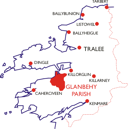 Location of Glanbehy in County Kerry