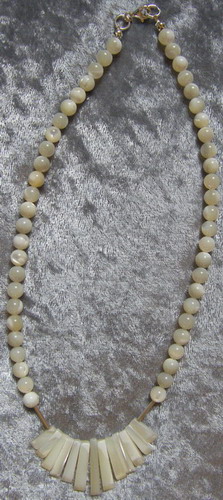 mother of pearl fan necklace