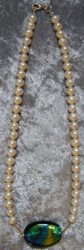 Pearl and foiled glass necklace