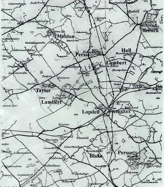 Map showing the Landlord's houses in the Athenry area
