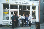 Authentic Dublin 'olde worlde' coffee rendezvouz. Bonuses for stained glass in the shopfront and best 'nonchalant' look of team members mixing with public waiting in sunshine