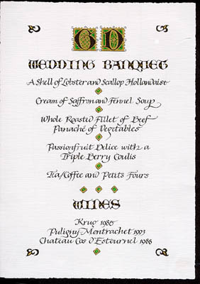 wedding calligraphy menu