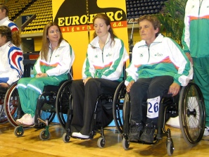 The Irish Ladies Team Left to Right Galway's Rena Mc Carron, Dublin's Eimer Breathnach and Kathleen Reynolds.