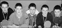 The Kilcummin boys' table tennis team, gold medal winners. From left: Rory Maher, Kevin McSweeney, Sean Healy, Colm Guilfoyle and Brendan Casey.