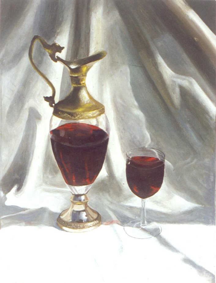 Pitcher and Glass with Red Wine