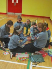 Girls Working on the Boxes