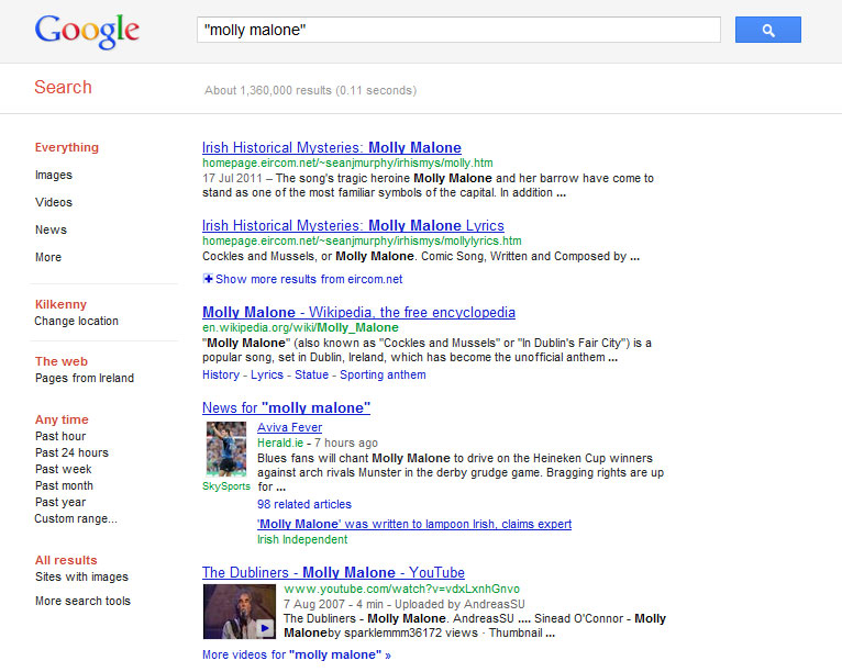 Google search 'Molly Malone'