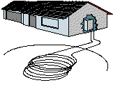 Coiled pipe laid in a pond