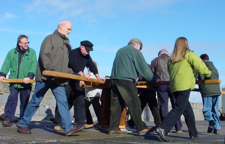 Shanty singing at the capstan, Ballyvaughan 2002